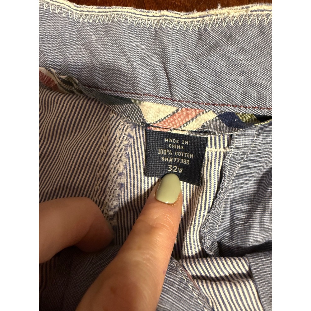 J.Crew Mens Blue White Seersucker Pinstripe Shorts 100% Cotton Size 32W - Picture 2 of 4